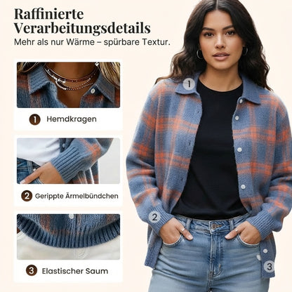 ✨️LETZTER TAG - 60% RABATT✨️ Karierte Damen-Strickjacke mit Knopfleiste