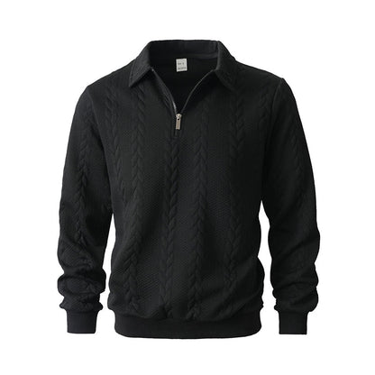 👔🧶 Lässiger Herrenpullover mit Halbreißverschluss – Zopfmuster für Wärme & Stil! Perfekt für Arbeit ✨ und Freizeit 🌿 aus nachhaltiger Baumwolle.