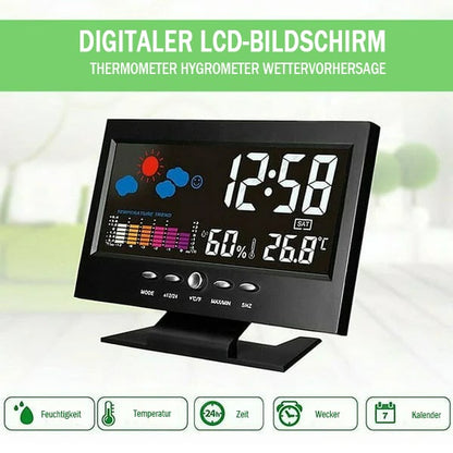 ⏰LETZTER TAG VERKAUF 50% RABATT✨Digitaler LED-Temperatur- und Luftfeuchtigkeitsmonitor, Wettervorhersage, LED-Tischwecker