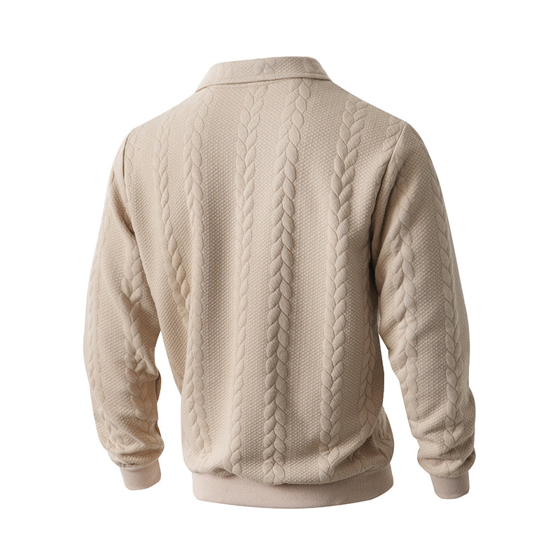 👔🧶 Lässiger Herrenpullover mit Halbreißverschluss – Zopfmuster für Wärme &amp; Stil! Perfekt für Arbeit ✨ und Freizeit 🌿 aus nachhaltiger Baumwolle.