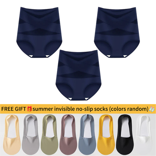 💖Last Day-Buy 1 Get 3 Packs💖Plus-Size High-Waist Cross Tummy Control Panties