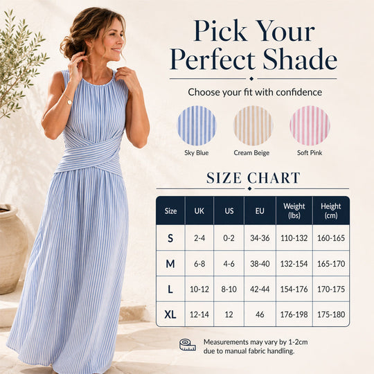 🎁New Arrivals 50% OFF💥Women Casual Striped Maxi Dress Sleeveless🎀👗