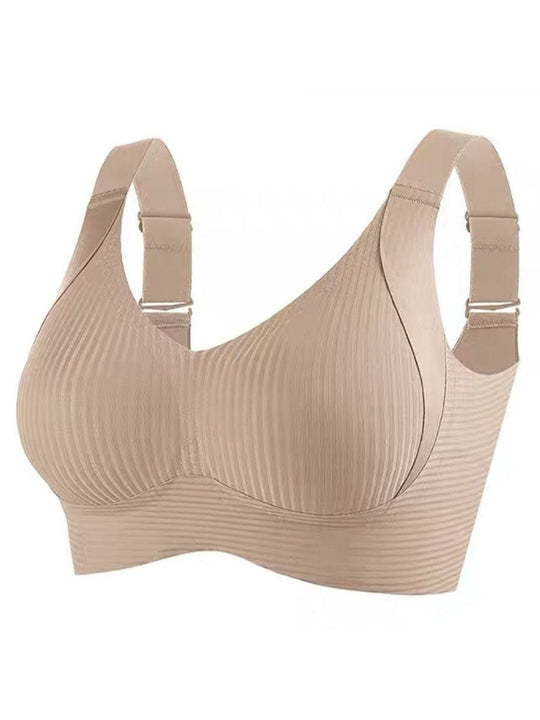 🌷 50% OFF – LIMITED TIME! 💕Subtle Striped Seamless Bra with W-Support ✨ Wire-Free Lift &amp; Unmatched Comfort