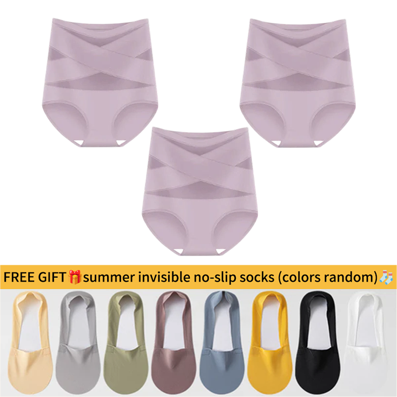 💖Last Day-Buy 1 Get 3 Packs💖Plus-Size High-Waist Cross Tummy Control Panties