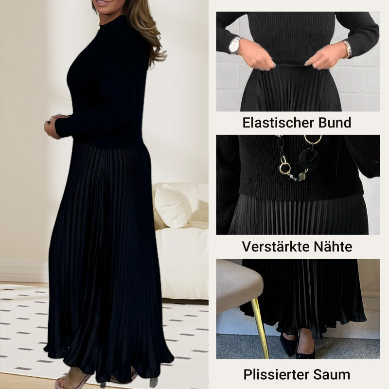 🍂50 % Rabatt-Aktion🍂Stilvolles und elegantes Kleid mit Rundhalsausschnitt und Falten für Damen