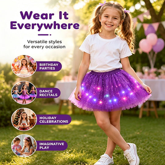 🎁LED Light Up Sequin Tutu Skirt Star Mesh Princess Skirt for Girls and Adults