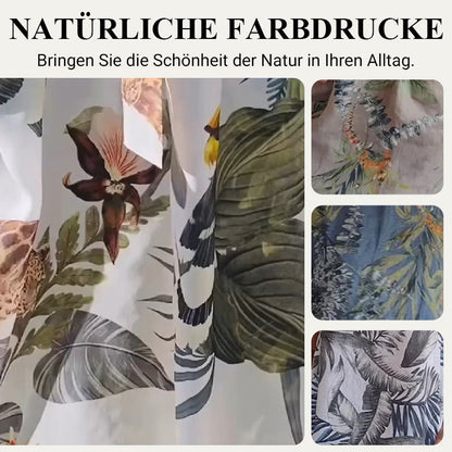 🌷❤️‍🔥Bedrucktes Kleid mit Rundhalsausschnitt aus Baumwolle und Leinen für Frauen🔥Kauf 2 Artikel versandkostenfrei🔥