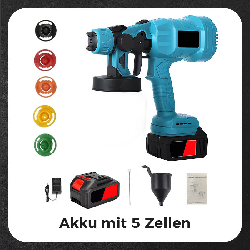 Kabellose elektrische Spritzpistole ⚡ 800 ml/Minute für ununterbrochenes Sprühen 💪 Wiederaufladbar, kabellos, Sprühen in jedem Winkel ohne Auslaufen. Ideal für Möbel, Zäune und Wände 🏠