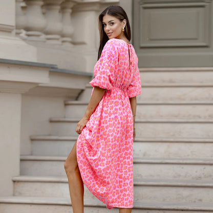 🌈🌻Hot-Sale - 51% Rabatt🌸Damenkleid mit V-Ausschnitt und Druck