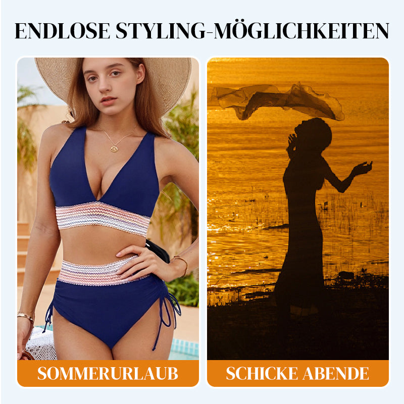 🔥Letzter Tag Spezial Preis €18.99!👙Hoch taillierte Bikini-Sets mit Bauchkontrolle und Farbblockdesign