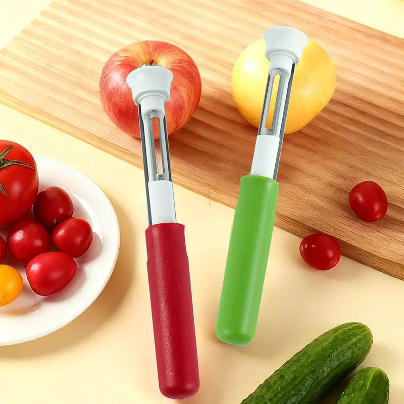 🥳2026 HOT SALE🥳💞50K+ SOLD!🔪🛒 BOGO + 50% OFF! The 2-in-1 Kitchen Hero: Core &amp; Peel with a Twist. Stainless Steel Fruit Tool! 🍎⏱️