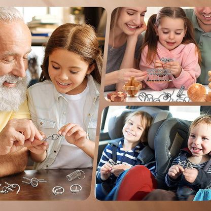 Metall Puzzle Ring achtteilig blaue Version Denksportaufgaben