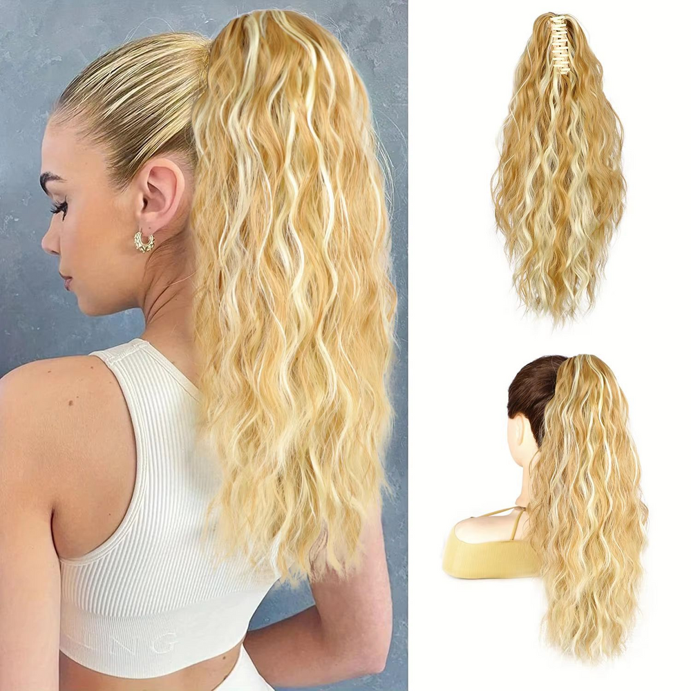 💜 LETZTER TAG DER AKTION - 50 % RABATT 💜18 Zoll lockige, gewellte Frizz-Haarverlängerung mit Pferdeschwanz