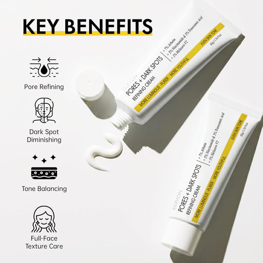 EELHOE Pores + Dark Spots Refining Cream with Arbutin, Niacinamide, Tranexamic Acid &amp; Melazero | Pore-Minimizing, Gentle &amp; Hydrating Daily Moisturizer, Suitable for Sensitive Skin, 50g (1 Pack)