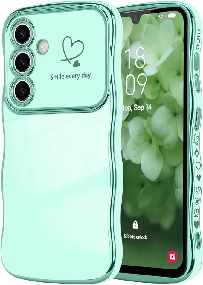 Modische Einfarbige Stoßfeste Liebesherz-Handyhülle mit Wellenrand für Samsung