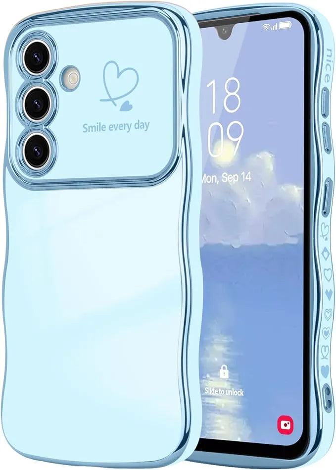 Modische Einfarbige Stoßfeste Liebesherz-Handyhülle mit Wellenrand für Samsung