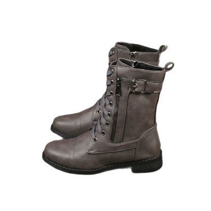 🍂Women's Round Toe Side Zipper Leather Orthopedic Boots