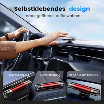 🚨Auto-Notfallhammer mit Gurtschneider | Wolfram-Spitze für Verbundglas | Kompakt (96mm) | Lebensrettend bei Unfällen (Überschlag/Wasser) | Deutsche Qualität