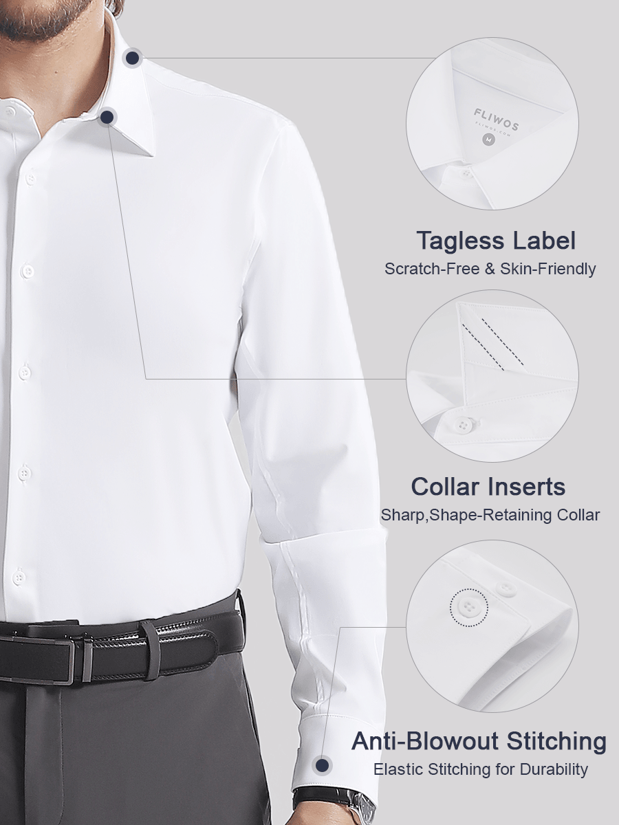 👑Fliwos Bügelfreies Stretch-Hemd für Herren mit dreifachem Schutz