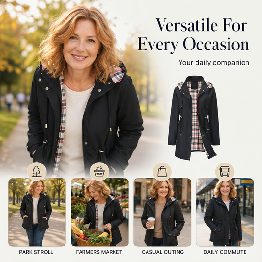 ⏳LAST DAY SALE 60% OFF !!📢🌧️💧Ultimate Plaid Waterproof Jacket for Women🍃Unleash Style and Durability in Any Storm!