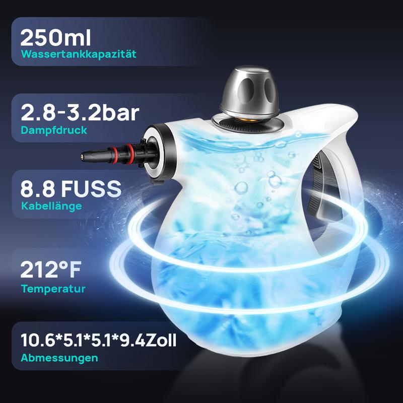 ⏳LETZTER TAG DES AUSVERKAUFS 50% RABATT!!🔥Druckbeaufschlagter Hand-Multiflächen-Naturdampfreiniger mit 12-teiligem Zubehörset