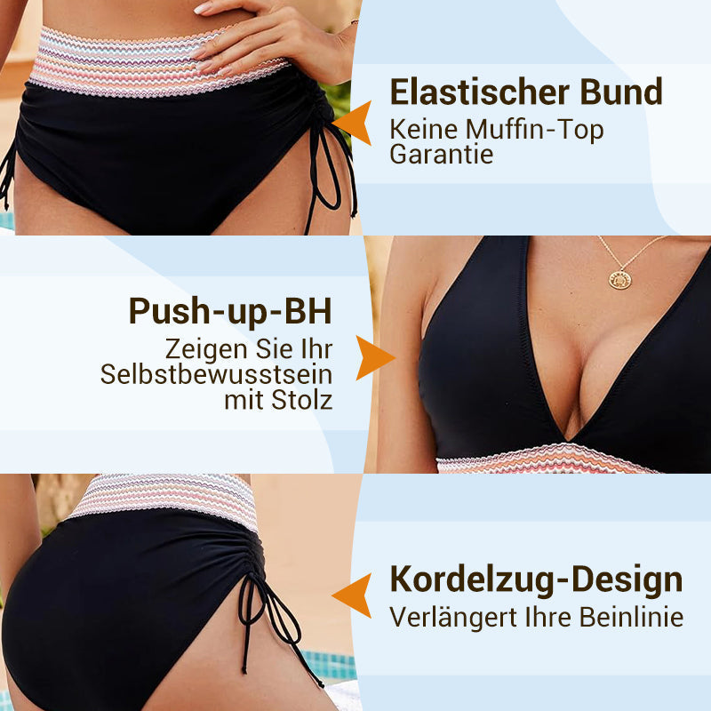 🔥Letzter Tag Spezial Preis €18.99!👙Hoch taillierte Bikini-Sets mit Bauchkontrolle und Farbblockdesign