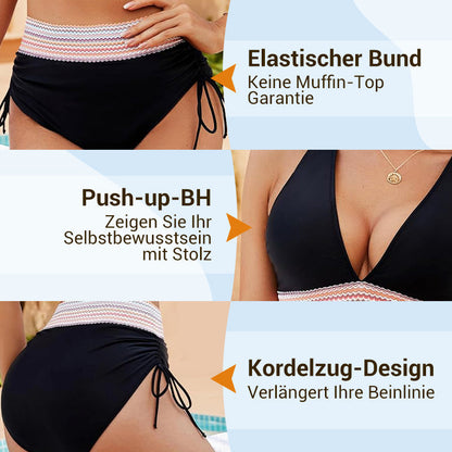 🔥Letzter Tag Spezial Preis €18.99!👙Hoch taillierte Bikini-Sets mit Bauchkontrolle und Farbblockdesign