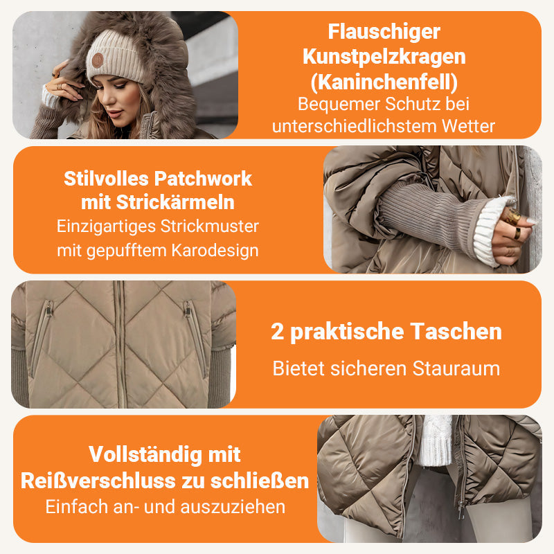 ❄️Winterschlussverkauf❄️Damen Midi-Parka mit Strickärmeln