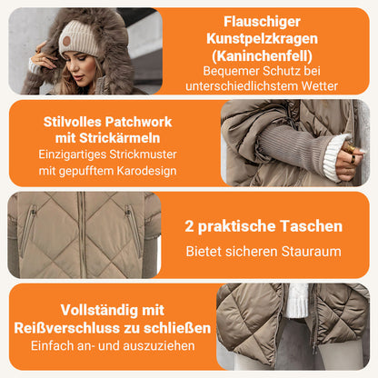 ❄️Winterschlussverkauf❄️Damen Midi-Parka mit Strickärmeln