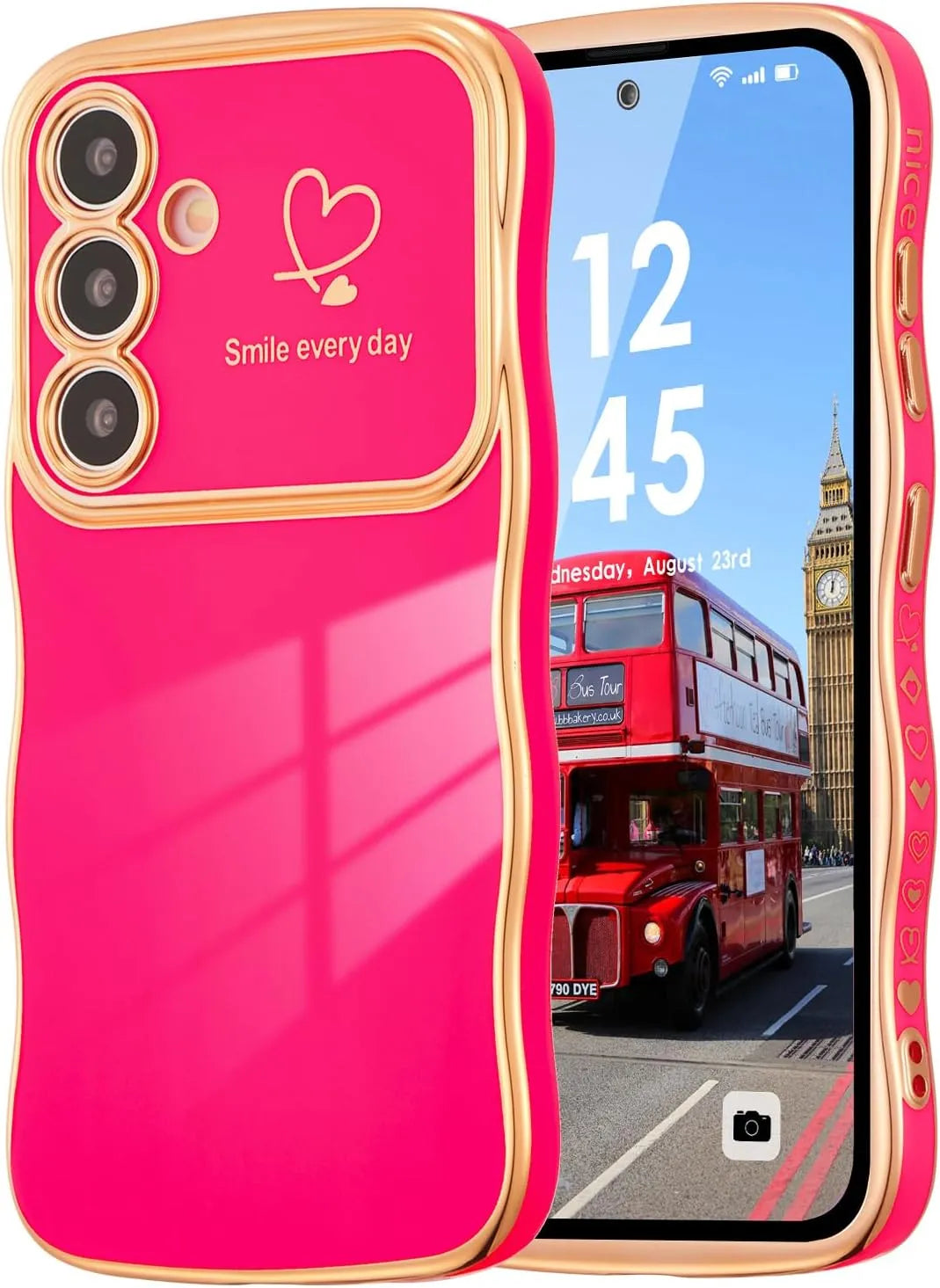 Modische Einfarbige Stoßfeste Liebesherz-Handyhülle mit Wellenrand für Samsung