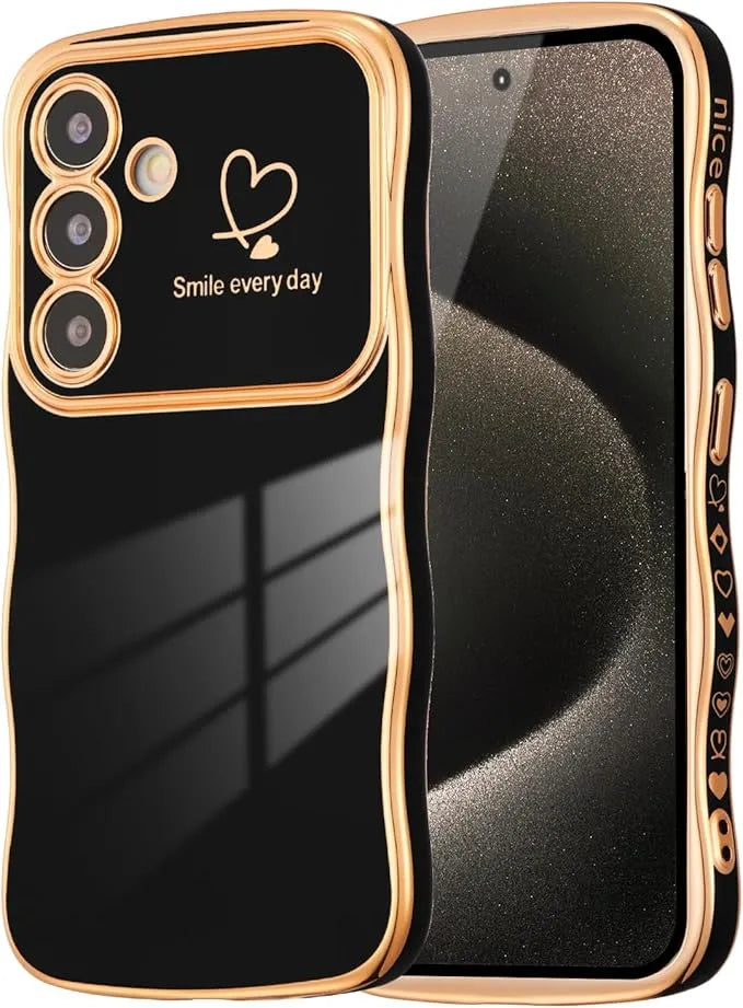 Modische Einfarbige Stoßfeste Liebesherz-Handyhülle mit Wellenrand für Samsung