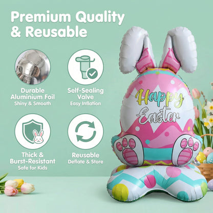 🎁 Oster-Frühbucher-Sale 🐰 Riesen 3D-Steh-Hase-Ballon – selbststehend für festliche Stimmung-Kostenlose Luftpumpe