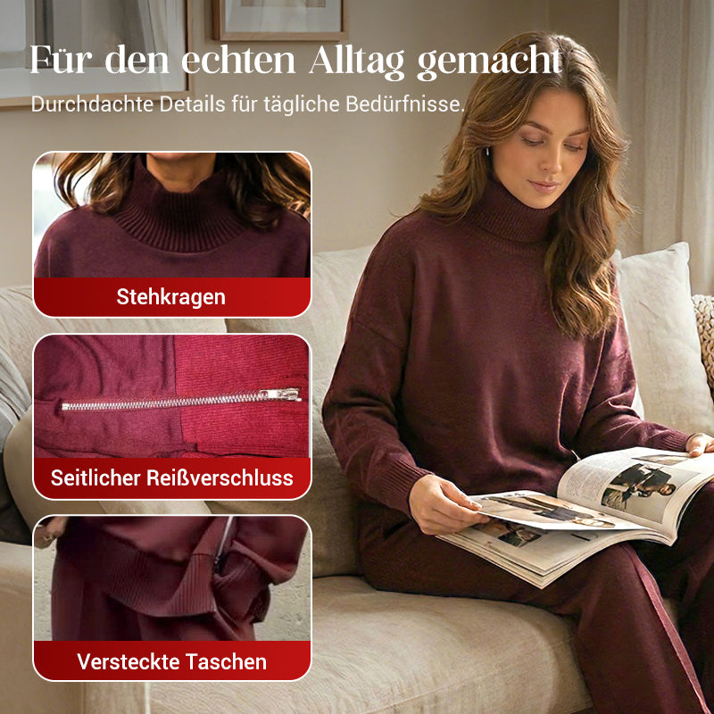 Fröhliches Neujahr! 50% auf alles 🎊⏰Sweatshirt mit hohem Kragen und seitlichem Reißverschluss & Hose im Set