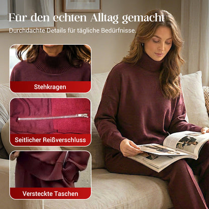 Fröhliches Neujahr! 50% auf alles 🎊⏰Sweatshirt mit hohem Kragen und seitlichem Reißverschluss & Hose im Set