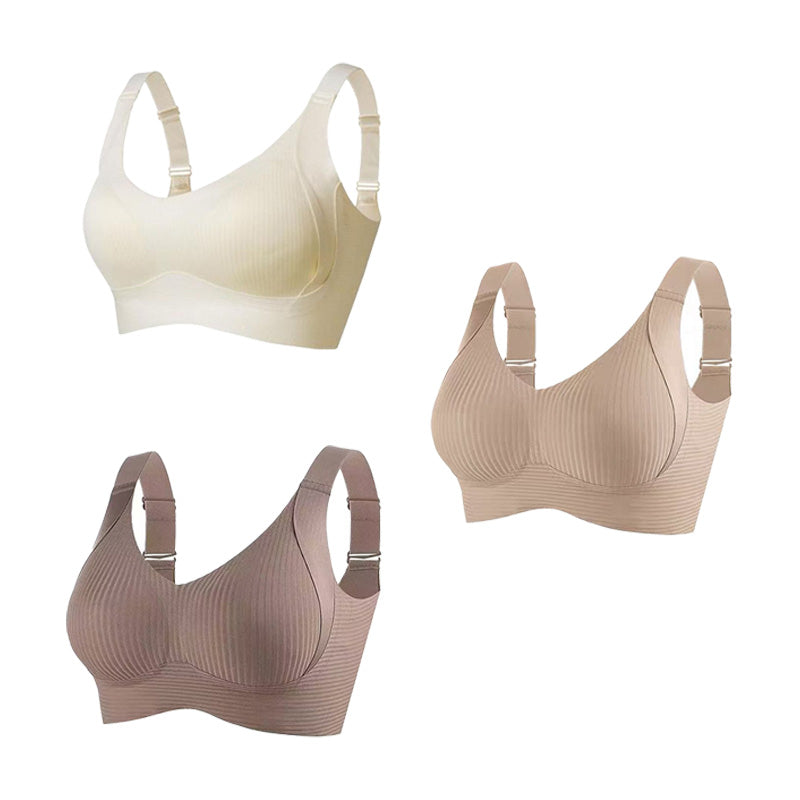 🌷 50% OFF – LIMITED TIME! 💕Subtle Striped Seamless Bra with W-Support ✨ Wire-Free Lift &amp; Unmatched Comfort