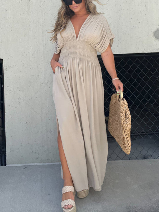 HEISSER VERKAUF 💗 SCHLITZ V-AUSSCHNITT MÜHELOS MAXI LANGES KLEID
