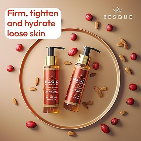 Besque Original Magic Body Oil, 3.4 FL OZ, After Shower Body Oil For Women, Hydrating Skin Care For Full Body That Plumps, Tightens, &amp; Firms Skin With Natural Ingredients, Luxury Spa Gifts - Pack of 1