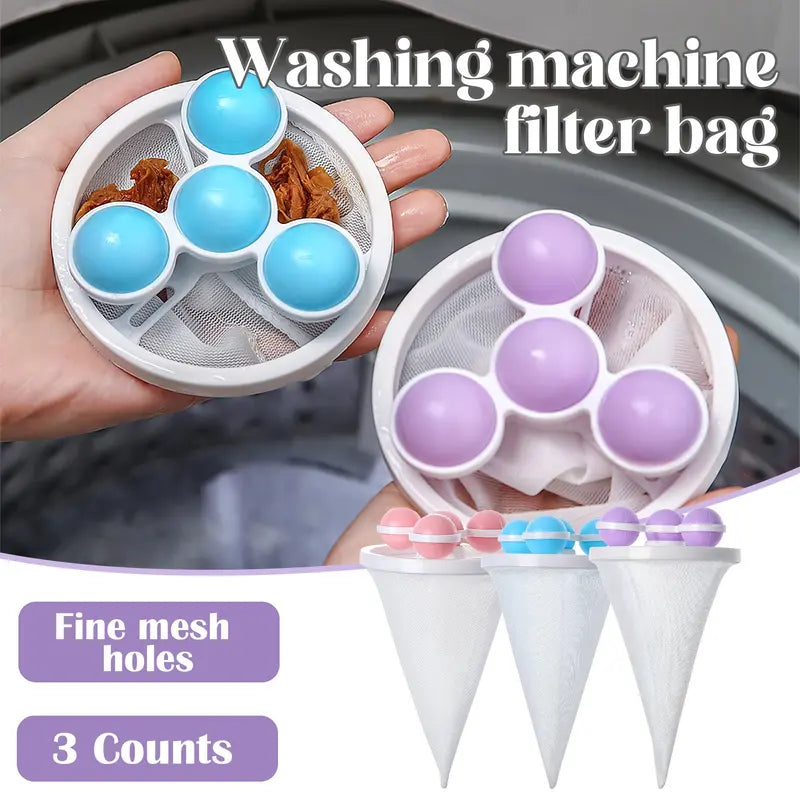 🔥 BUY 3 &amp; SAVE 30%! 🧺🧦 3-Pack Washing Machine Filter Bags ✨ Reusable Lint &amp; Hair Catcher for Cleaner Laundry
