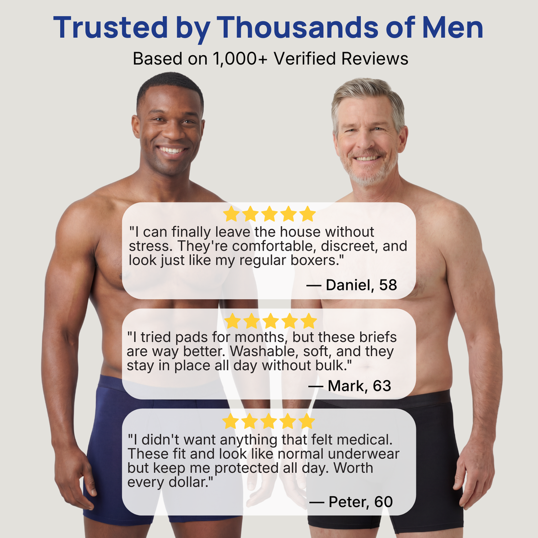 🔥 BUY 1 GET 1 FREE! 💙 Men’s Ultra-Absorbent Incontinence Boxer Briefs ✨ Comfortable Fit, Discreet Protection &amp; All-Day Confidence