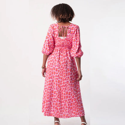 🌈🌻Hot-Sale - 51% Rabatt🌸Damenkleid mit V-Ausschnitt und Druck