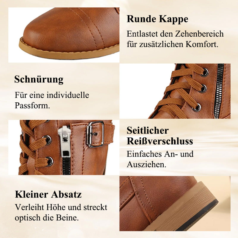 👢Vintage-Stiefel mit runder Kappe und seitlichem Reißverschluss