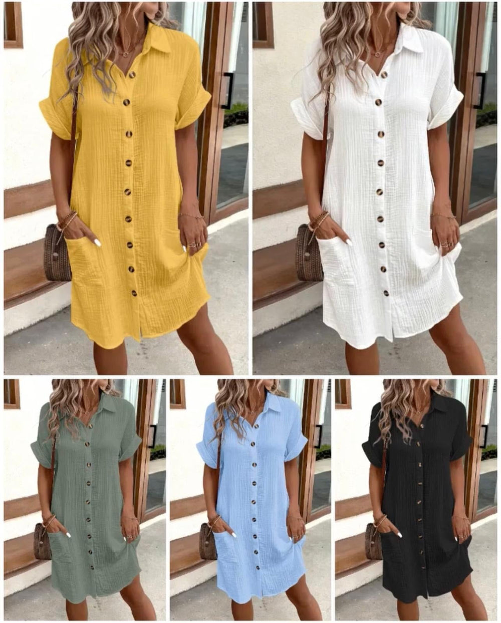 ✨Short Sleeve Shirt Dress - Soft, Pocketed & Effortlessly Stylish💃
