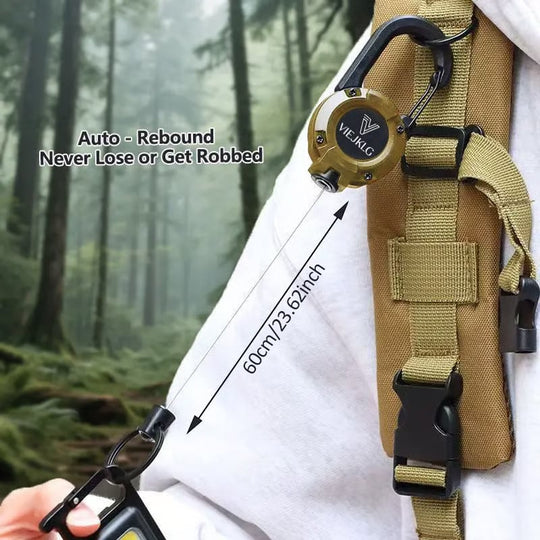 🔑Retractable Carabiner Keychain – 65cm steel lanyard, 100,000 pull cycles. Lightweight &amp; sturdy.