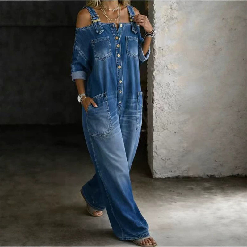 ⏳🔥LIMITED-TIME 50% OFF! 👗 Loose Fit Wide-Leg Overall Jumpsuit with Pockets – Effortless Comfort &amp; Style ✨