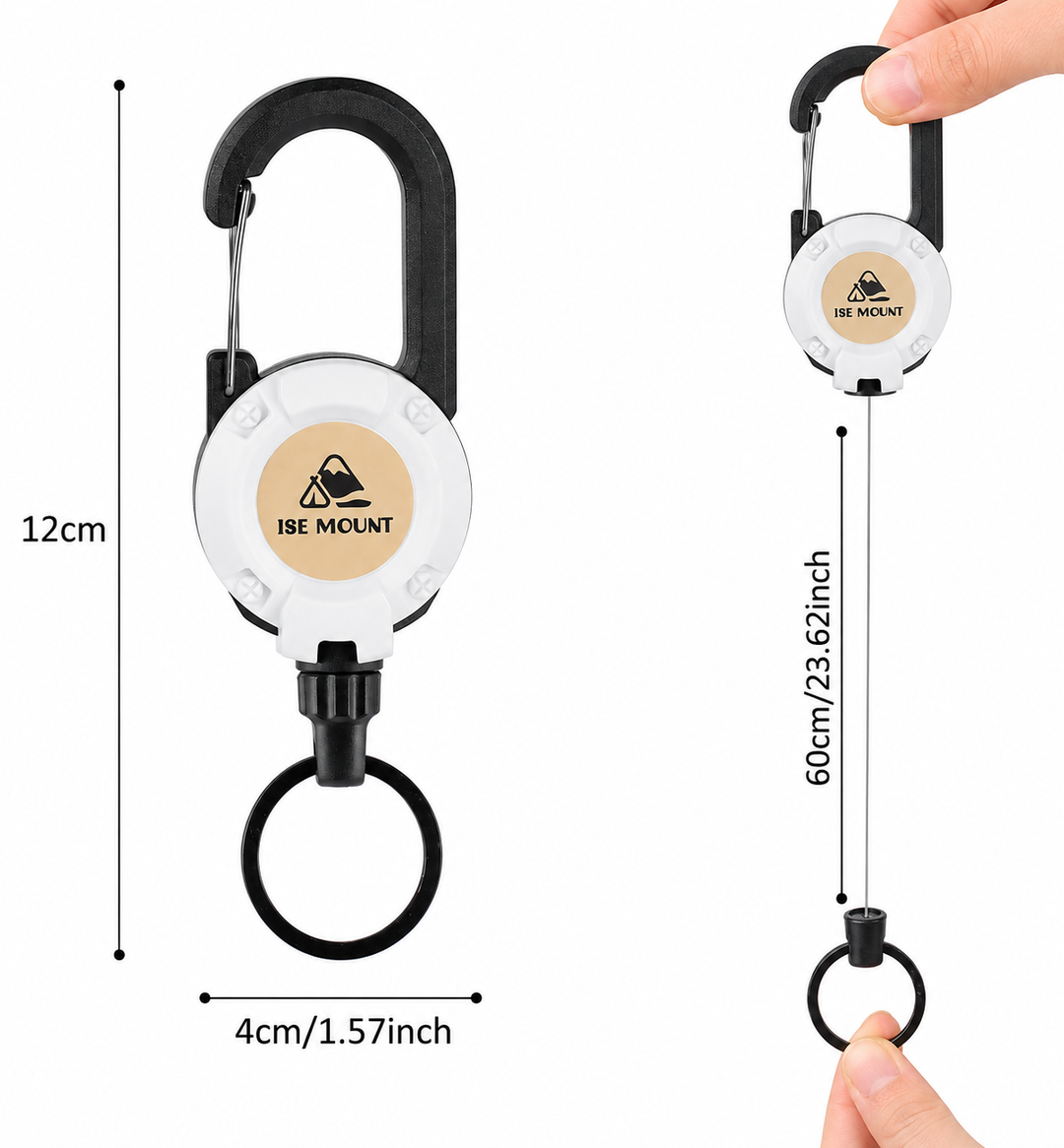 🔑Retractable Carabiner Keychain – 65cm steel lanyard, 100,000 pull cycles. Lightweight &amp; sturdy.