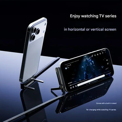 🎁 Weihnachts-Frühverkauf 🔥 2-in-1-Geflochtenes Schnellladekabel mit integriertem Handyhalter