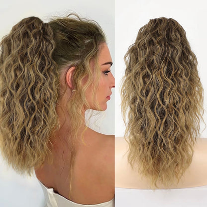 💜 LETZTER TAG DER AKTION - 50 % RABATT 💜18 Zoll lockige, gewellte Frizz-Haarverlängerung mit Pferdeschwanz