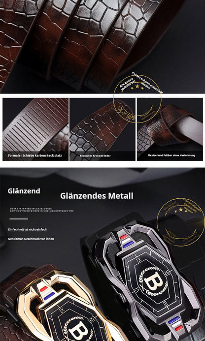 🐊Ledergürtel für Herren mit edlem Krokodilleder-Muster, mit automatischer Schnalle und aus Rindsleder gefertigt.