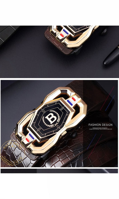 🐊Ledergürtel für Herren mit edlem Krokodilleder-Muster, mit automatischer Schnalle und aus Rindsleder gefertigt.