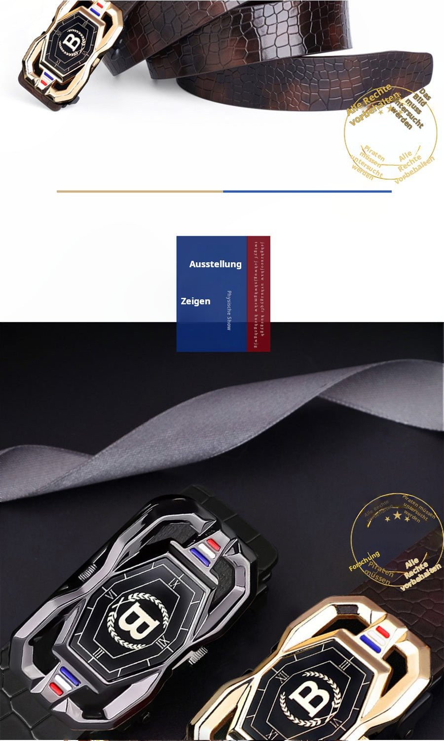 🐊Ledergürtel für Herren mit edlem Krokodilleder-Muster, mit automatischer Schnalle und aus Rindsleder gefertigt.